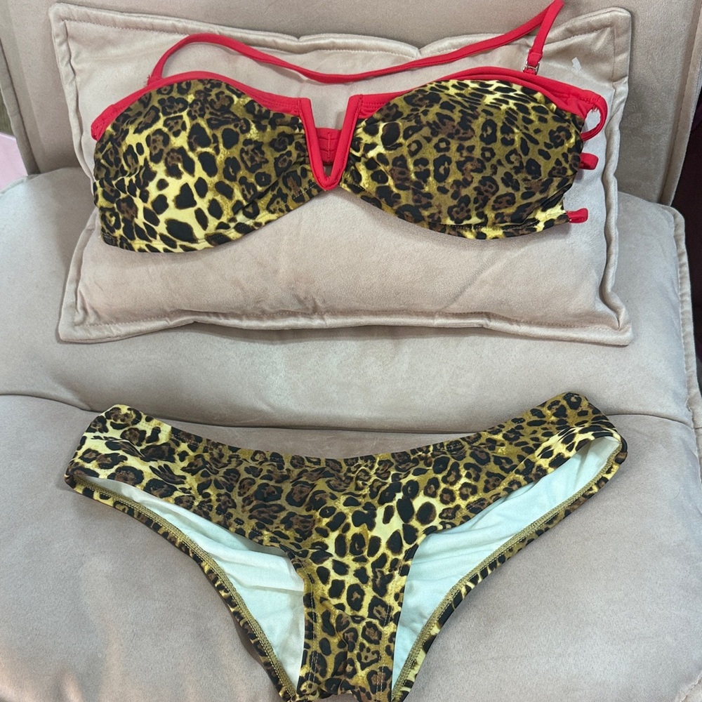 VM Leopard Print Bikini with Red Details